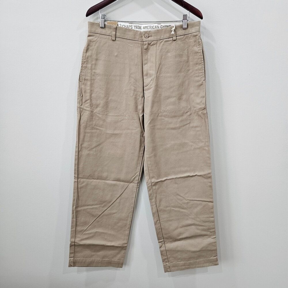 Chaps Mens True American Khaki Chino Pant Straight Fit Tan Size 33x30 Normcore